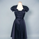 ADRIAN BLUE SILK EVENING GOWN, 1940s