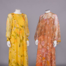 TWO PRINTED CHIFFON SUMMER EVENING DRESSES, 1983-1984