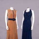 TWO VELVET EVENING DRESSES, 1930s