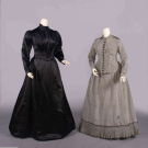 TWO SILK DAY OR MOURNING DRESSES, c. 1881 &amp; 1898