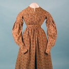 PRINTED COTTON DAY DRESS, c 1838