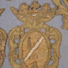 5 HERALDIC APPLIQUES, 1890-1900