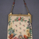 2 FLORAL GLASS BEADED BAGS, c. 1910