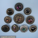 10 GAY NINETIES JEWEL BUTTONS, 1890-1910