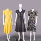 THREE SILK OR COTTON DAY DRESSES, 1940s