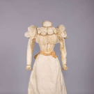 PEARL EMBROIDERED PATTERNED SILK DINNER DRESS, c. 1891