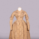 PRINTED COTTON DAY DRESS, c. 1840