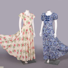 TWO FLORAL PRINTED PARTY DRESSES, c. 1940