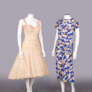 TWO SILK OR LACE PARTY DRESSES, USA, 1940-1950s