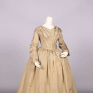 RIBBED SILK DAY DRESS, c. 1840