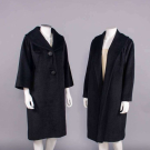 TWO LILLI ANN BLACK BRUSHED WOOL BROADCLOTH COATS, SAN FRANCISCO, 1960s