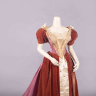 VELVET, DAMASK &amp; EMBROIDERED SILK EVENING GOWN, LATE 1880s