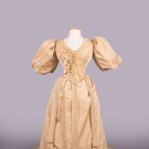 SILK FAILLE &amp; BOBBIN LACE WEDDING GOWN, MID 1890s