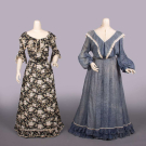 TWO RESIST PRINTED COTTON DAY DRESSES, 1902-1904