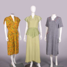 THREE DAY OR EVENING DRESSES, 1940s
