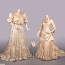 TWO CREAM SILK TEA OR WEDDING GOWNS, c. 1883 &amp; c. 1908