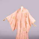 EMBROIDERED CHINA SILK EXPORT ROBE, KYOTO, c. 1940