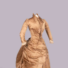 SILK TWILL BUSTLE DRESS, c. 1885