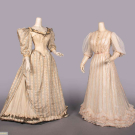 ONE FAILLE &amp; PRINTED SILK EVENING GOWN &amp; ONE LINGERIE GOWN, 1880-1904