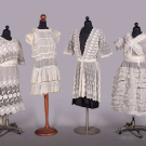 FOUR WHITE COTTON LINGERIE DRESSES OR DRESS ELEMENTS, 1912-1920
