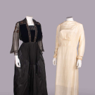 TWO SILK CREPE &amp; VELVET AFTERNOON DRESSES, 1912-1920s
