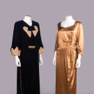 TWO SILK CREPE OR VELVET EVENING DRESSES, 1930-1940