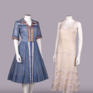 TWO SILK OR COTTON DAY OR PARTY DRESSES, c. 1930 &amp; c. 1950