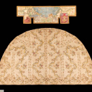 HAND PAINTED MOIRE PANEL &amp; PIECED PATTERNED SILK VALANCE, FRANCE, 18TH C