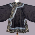 BLACK PATTERNED SILK CHINESE ROBE, EARLY 20TH C
