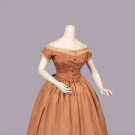 PEACH SILK VICTORIAN GOWN, C. 1870