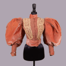 PINK SILK VELVET BODICE WITH DRAMATIC SLEEVES, 1890s