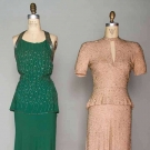 TWO BEADED EVENING GOWNS, 1930-1940s