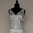 GALANOS BEAD &amp; FEATHER EVENING GOWN, 1970s