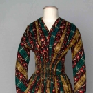 COTTON PRINT DAY DRESS, 1840s