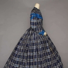 PLAID TAFFETA DAY DRESS, EARLY 1860s