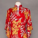 RAYON PRINT "PAKE MU" DRESS, HAWAII, 1940s