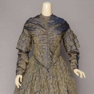BLUE &amp; GREEN SILK AFTERNOON DRESS, c. 1845