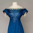 COBALT SILK EVENING GOWN, 1820s