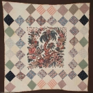 PIECED BLOCK PRINT QUILT, c. 1840