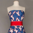 SCAASI RED, WHITE &amp; BLUE SILK DRESS
