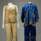 TWO SILK LOUNGING PAJAMA SETS, 1930-1940