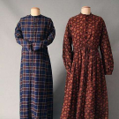 TWO WOOL MATERNITY DAY DRESSES, 1850-1865