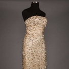 TWO PIECE BEADED &amp; SEQUINED WHITE SILK GOWN, 1960s
