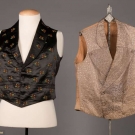 TWO MENS SILK VESTS, MID 19TH C