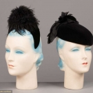 TWO DIOR SMALL BLACK EVENING HATS, PARIS, 1950-60