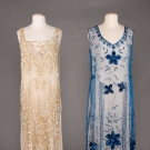 TWO NET SEQUINED TABARD EVENING GOWNS, EARLY 1920s