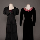 TWO BLACK EVENING GOWNS, 1930s &amp; 1940s
