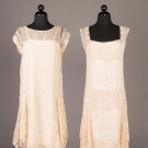 TWO FILET LACE &amp; EMBROIDERED TEA GOWNS, c. 1923
