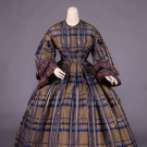 PLAID SILK TAFFETA DAY DRESS, c. 1858