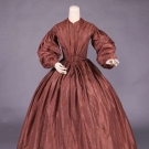 SILK PLAID TAFFETA DAY DRESS, c. 1850